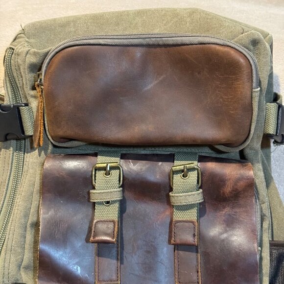 Canvas Travel Backpack laptop, Large Capacity Hiking Backpack, Outdoor Casual Da - Picture 2 of 14